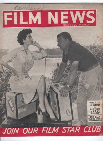 WEEKLY FILM NEWS/FILM NEWS magazine side cover 9 January 1954