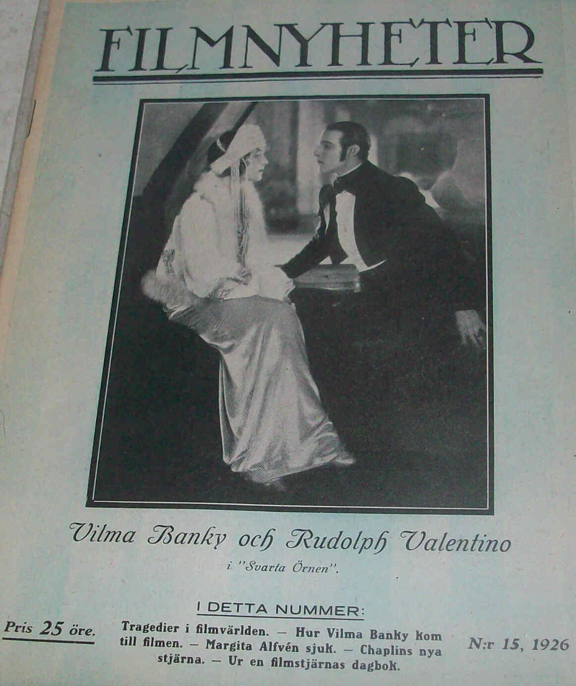 FILMNYHETER magazine side cover Issue 15  1926