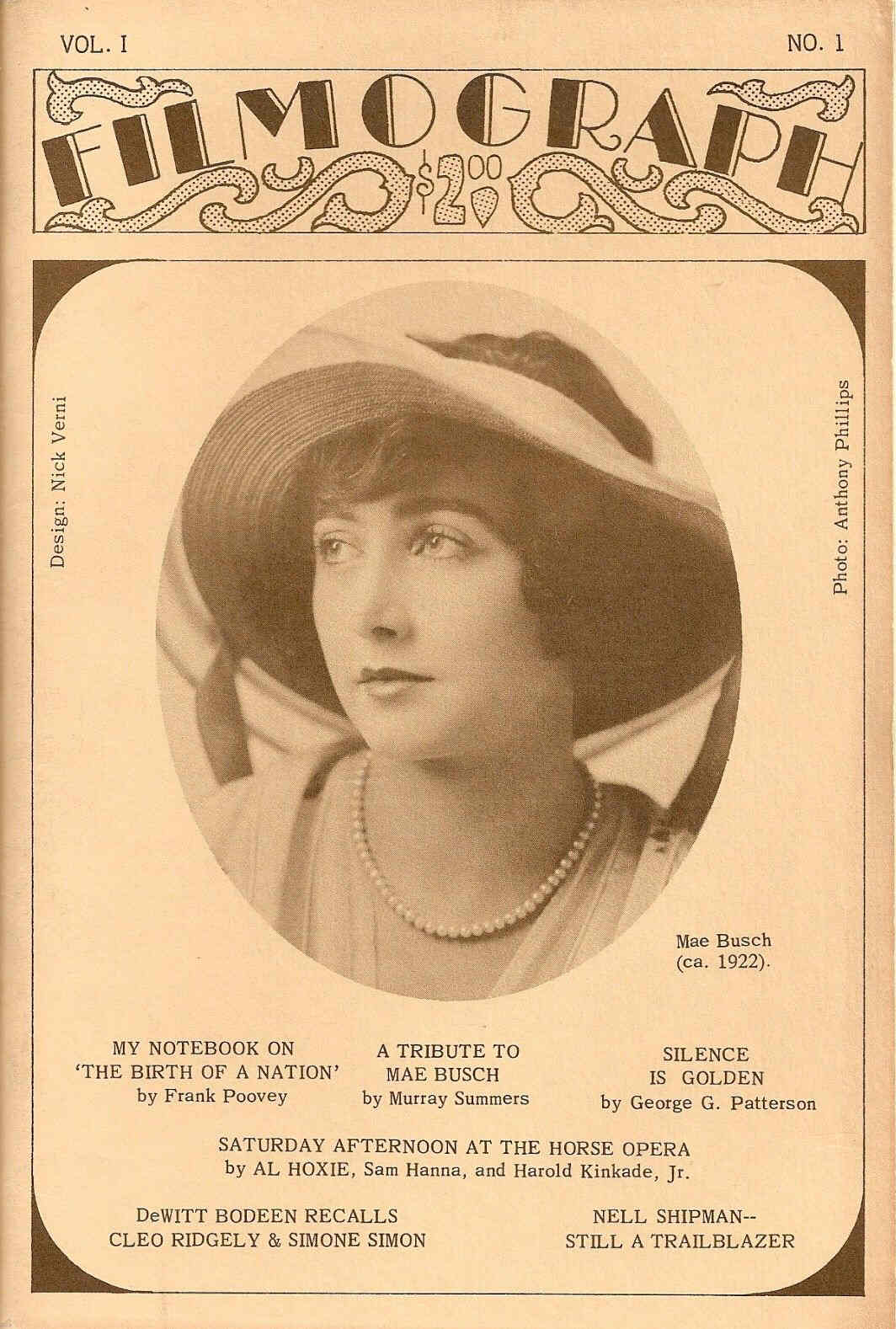 FILMOGRAPH magazine side cover Issue 1  Vol 1 # 1 January 1970