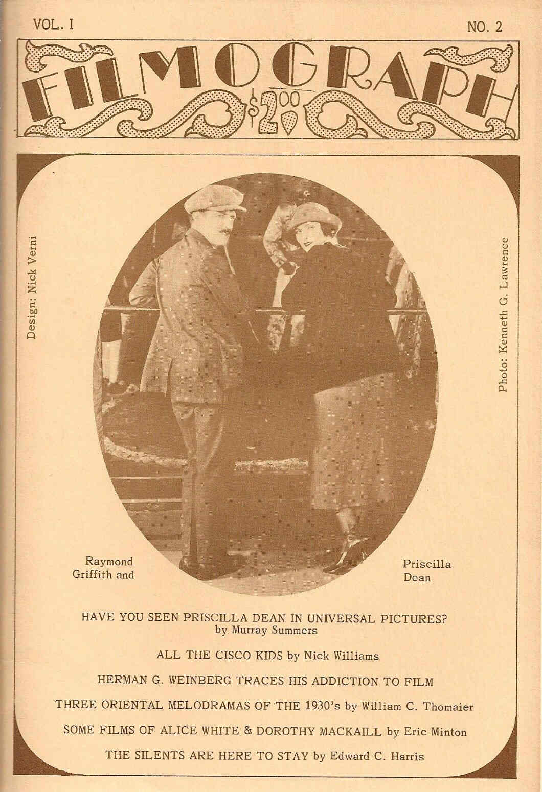 FILMOGRAPH magazine side cover Issue 2  Vol 1 # 2 April 1970
