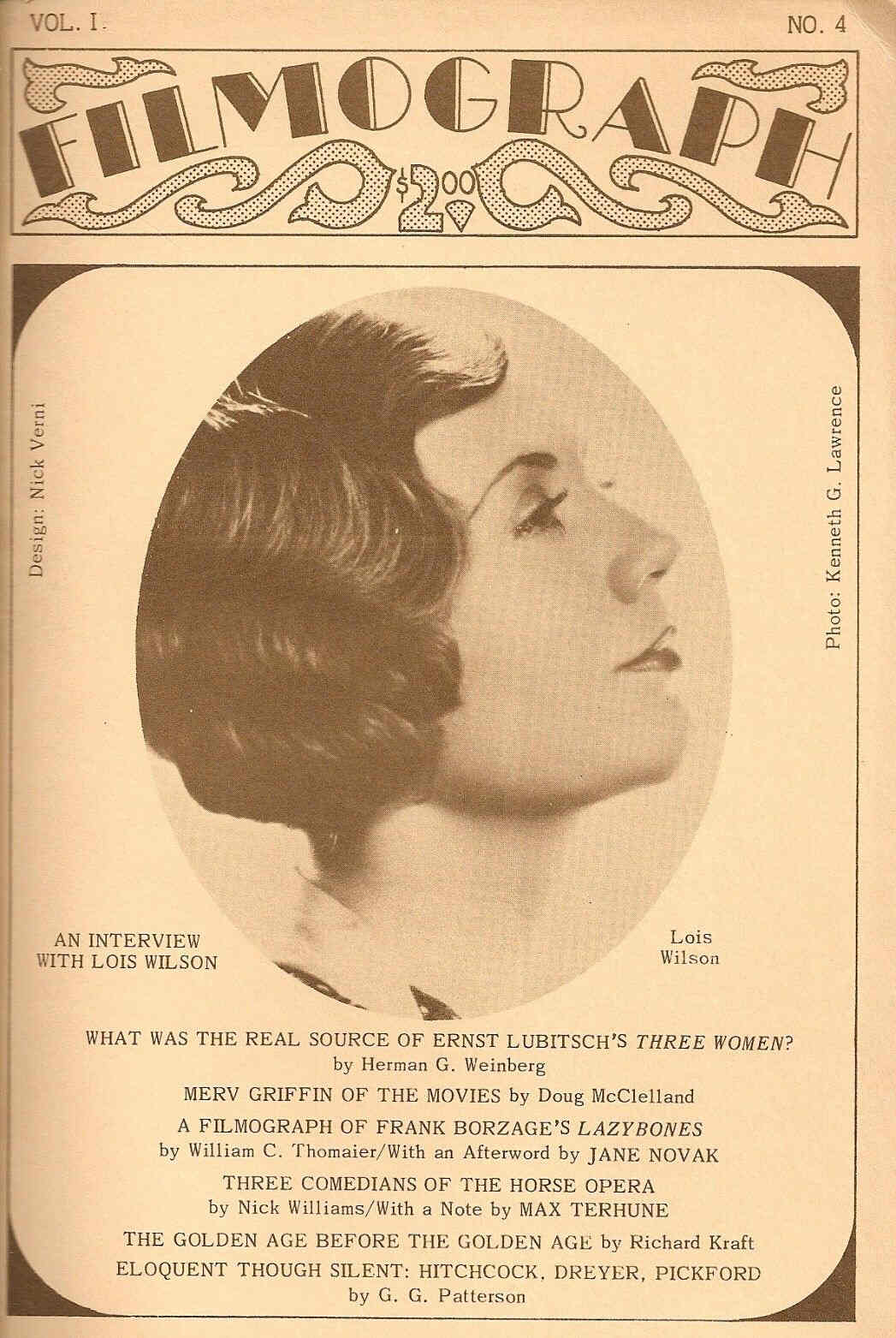 FILMOGRAPH magazine side cover Issue 4  Vol 1 # 4 October 1970