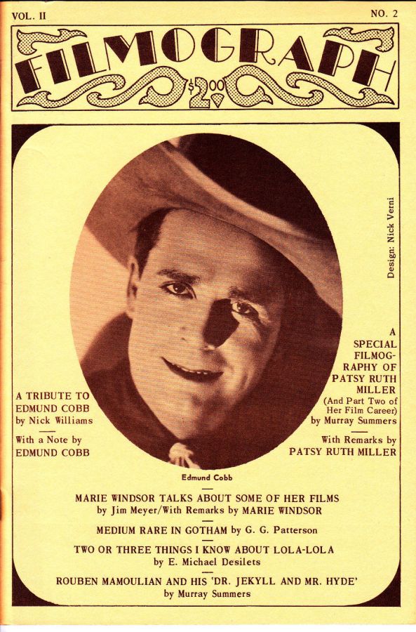 FILMOGRAPH magazine side cover Issue 6  Vol 2 # 2 April 1971