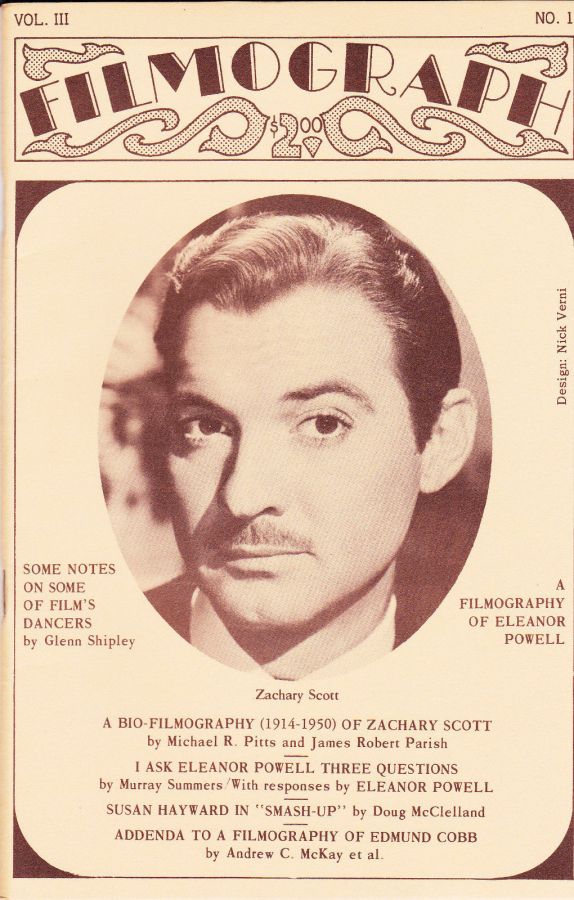 FILMOGRAPH magazine side cover Issue 9  Vol 3 # 1 July 1972