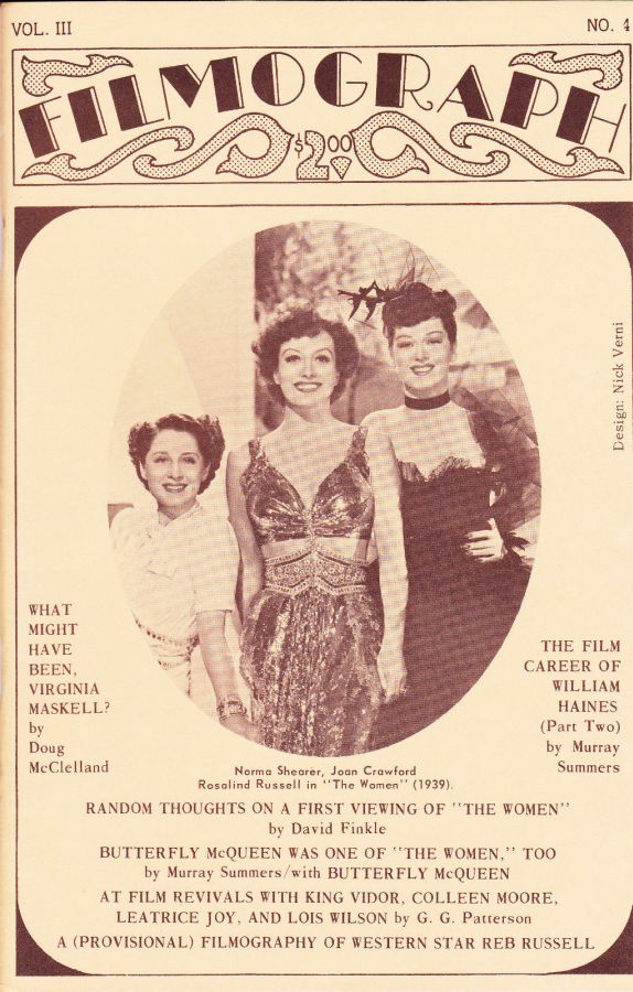 FILMOGRAPH magazine side cover Issue 12  Vol 3 # 4 April 1973