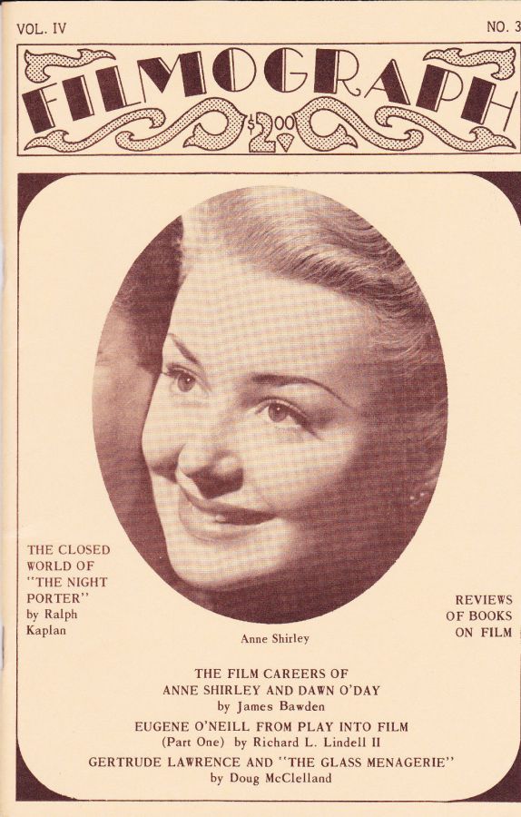 FILMOGRAPH magazine side cover Issue 15  Vol 4 # 3 January 1975