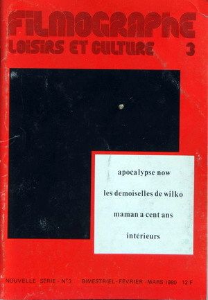 FILMOGRAPHE magazine side cover Issue 3 February/March 1980