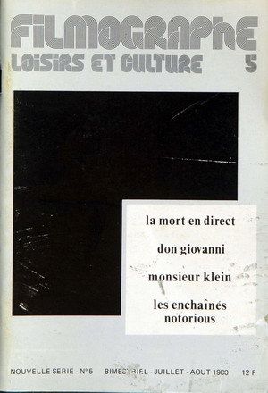 FILMOGRAPHE magazine side cover Issue 5 July/August 1980
