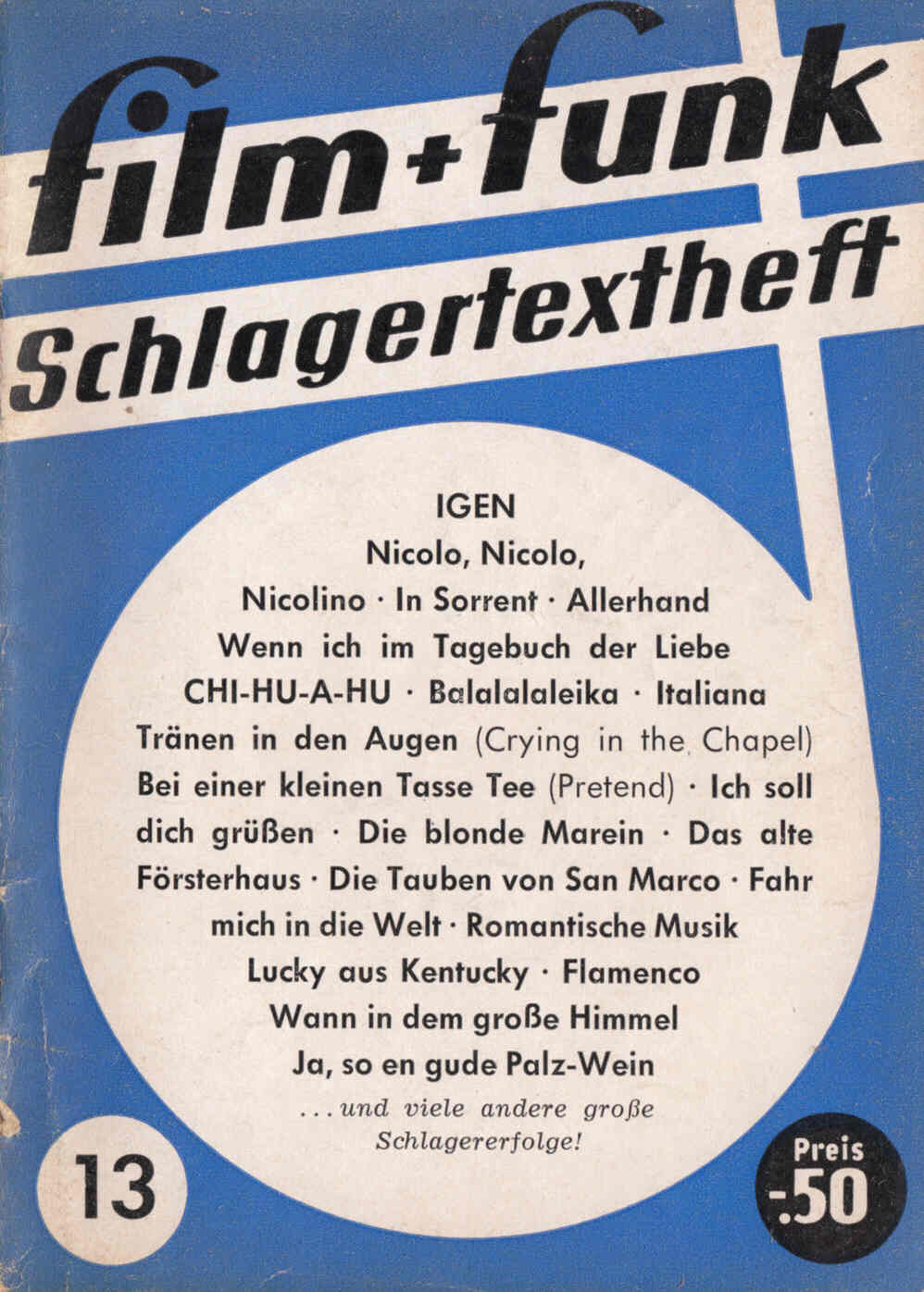 FILM PLUS FUNK SCHLAGERTEXTHEFT magazine side cover Issue 13  