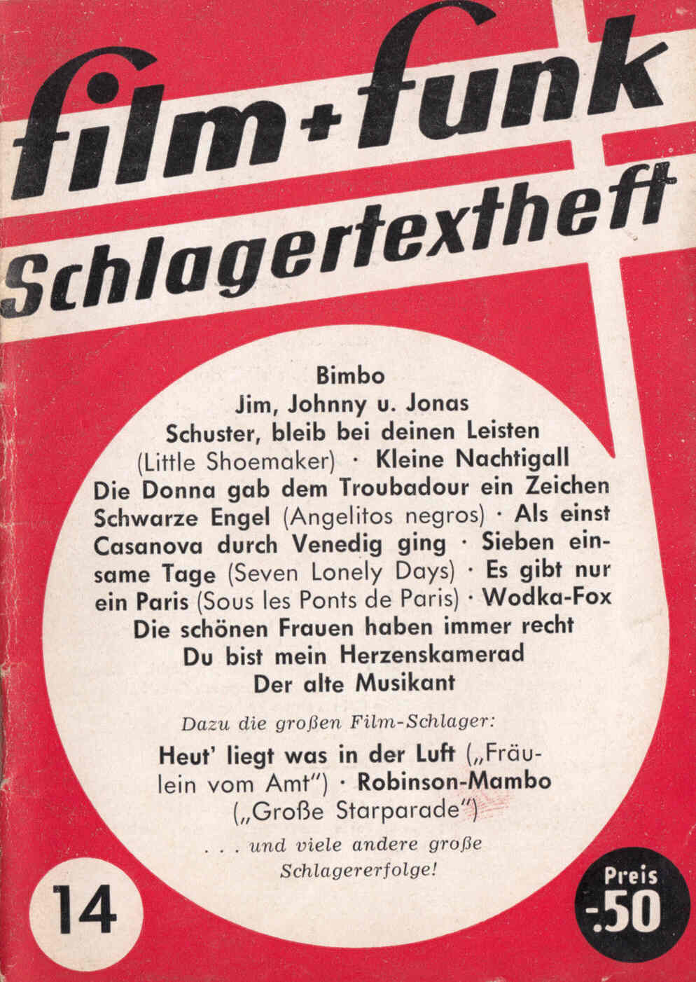 FILM PLUS FUNK SCHLAGERTEXTHEFT magazine side cover Issue 14  