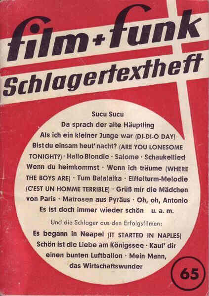 FILM PLUS FUNK SCHLAGERTEXTHEFT magazine side cover Issue 65  