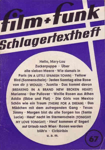 FILM PLUS FUNK SCHLAGERTEXTHEFT magazine side cover Issue 67  