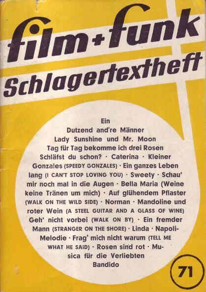 FILM PLUS FUNK SCHLAGERTEXTHEFT magazine side cover Issue 71  
