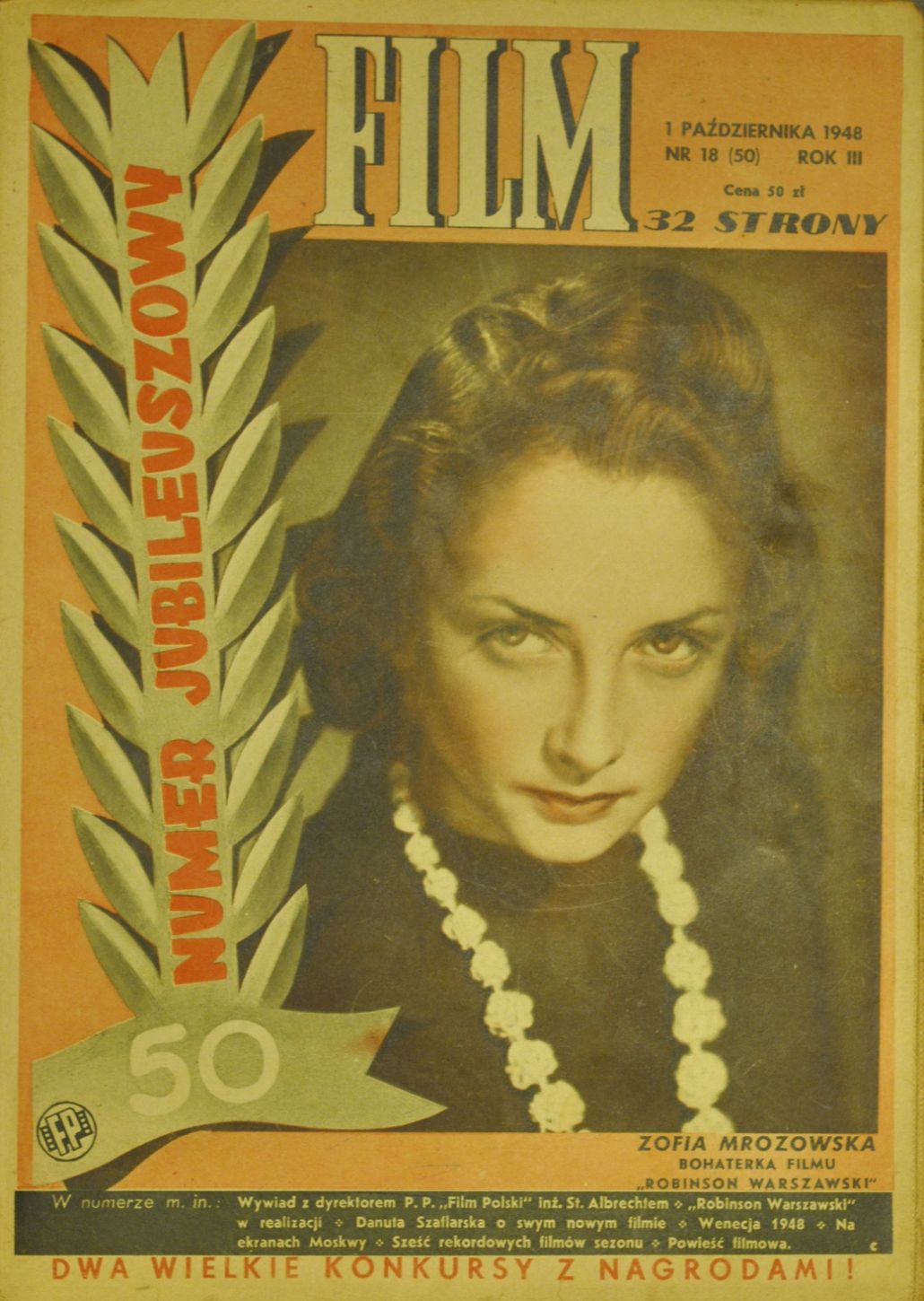 FILM (Po) magazine side cover Issue 50  Vol 3 No  18 1 October 1948