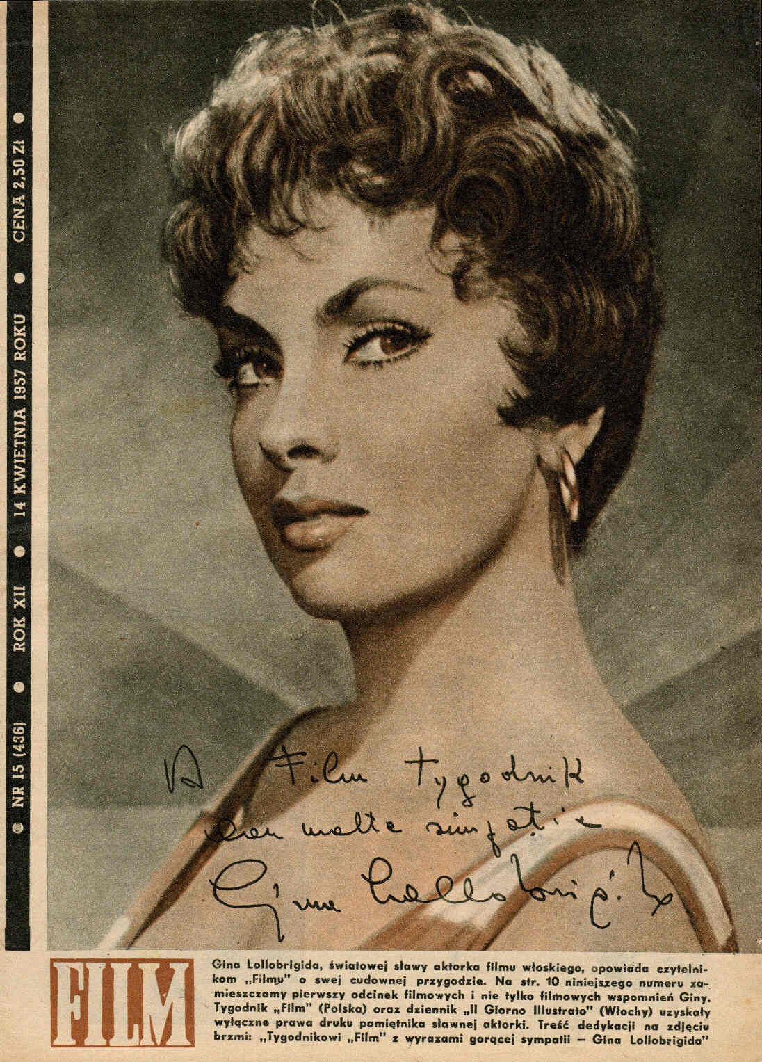 FILM (Po) magazine side cover Issue 15 14 April 1957