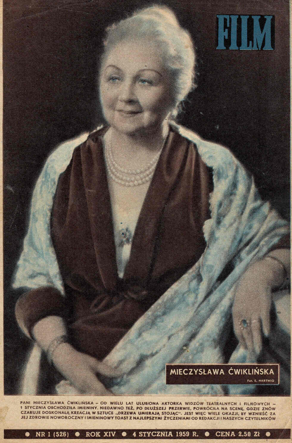 FILM (Po) magazine side cover Issue 1 4 January 1959