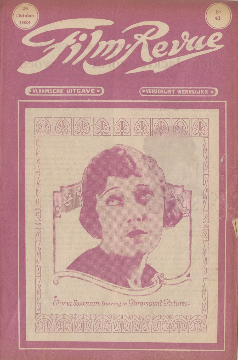 FILM REVUE (DUTCH) magazine side cover Issue 43 24 October 1924