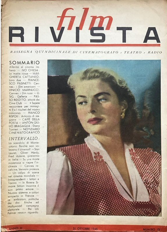 FILM RIVISTA magazine side cover Issue 13 31 October 1946