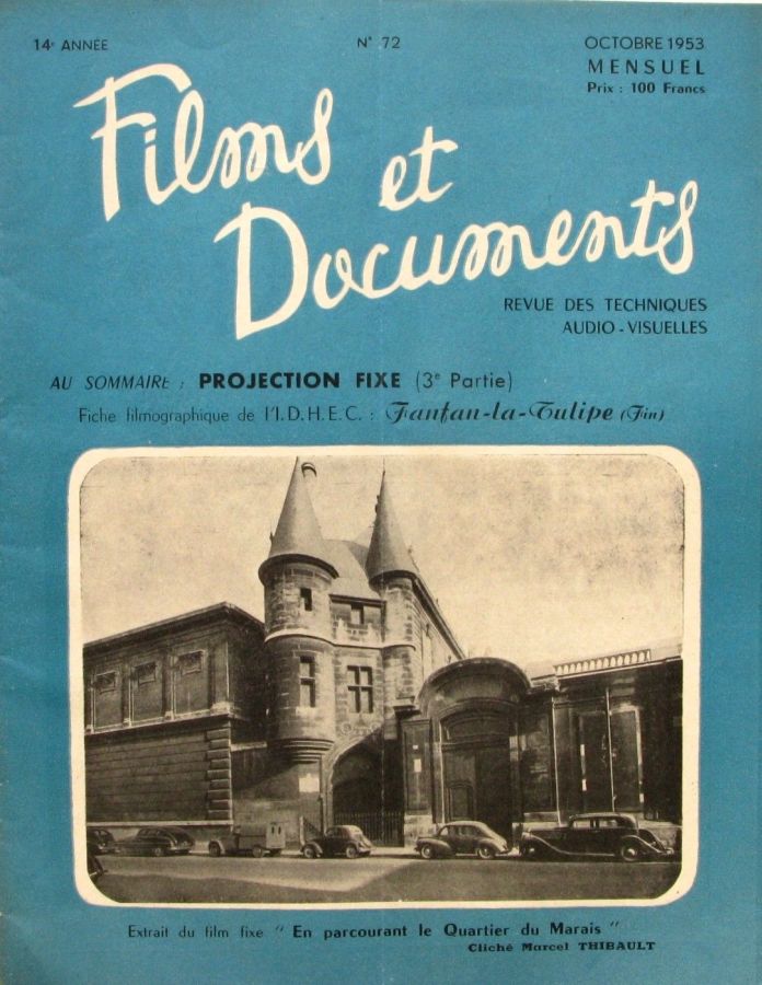 FILMS ET DOCUMENTS magazine side cover Issue 72 October 1953