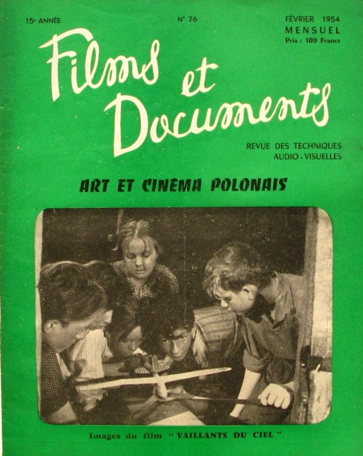 FILMS ET DOCUMENTS magazine side cover Issue 76 February 1954