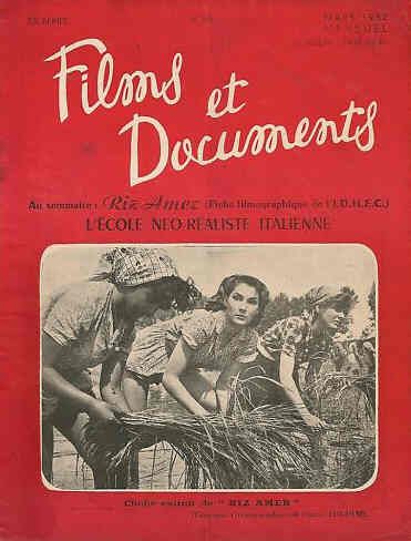 FILMS ET DOCUMENTS magazine side cover Issue 57 March 1952