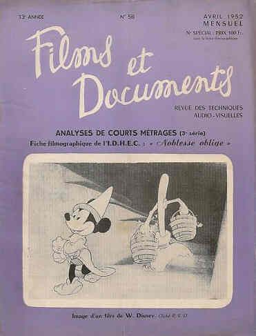 FILMS ET DOCUMENTS magazine side cover Issue 58 April 1952