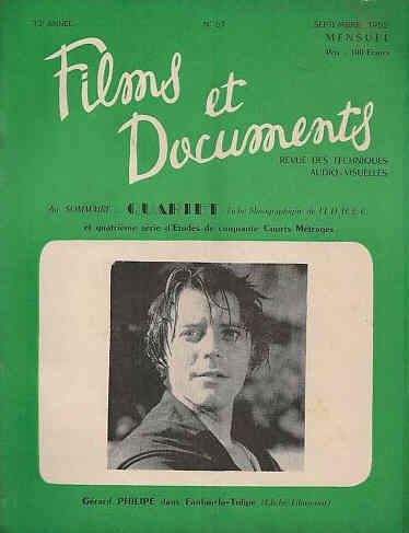 FILMS ET DOCUMENTS magazine side cover Issue 61 September 1952
