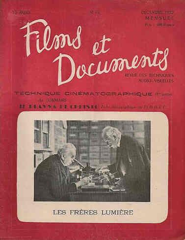 FILMS ET DOCUMENTS magazine side cover Issue 64 December 1952