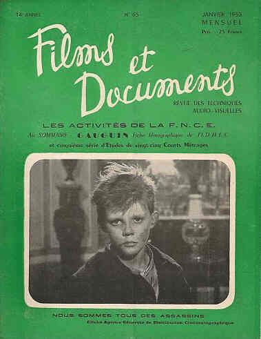 FILMS ET DOCUMENTS magazine side cover Issue 65 January 1953