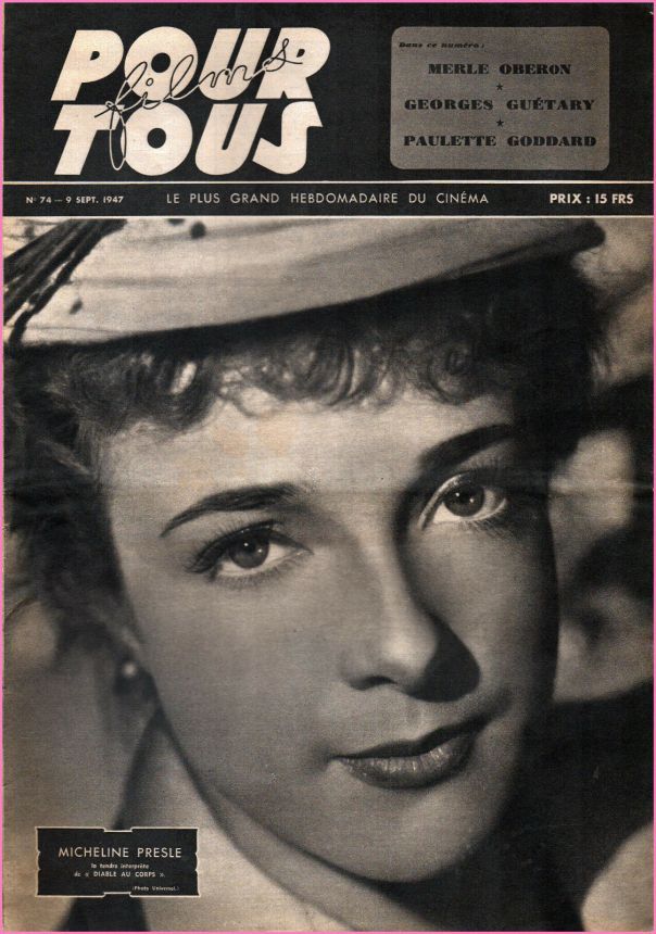 FILMS POUR TOUS magazine side cover Issue 74 9 September 1947