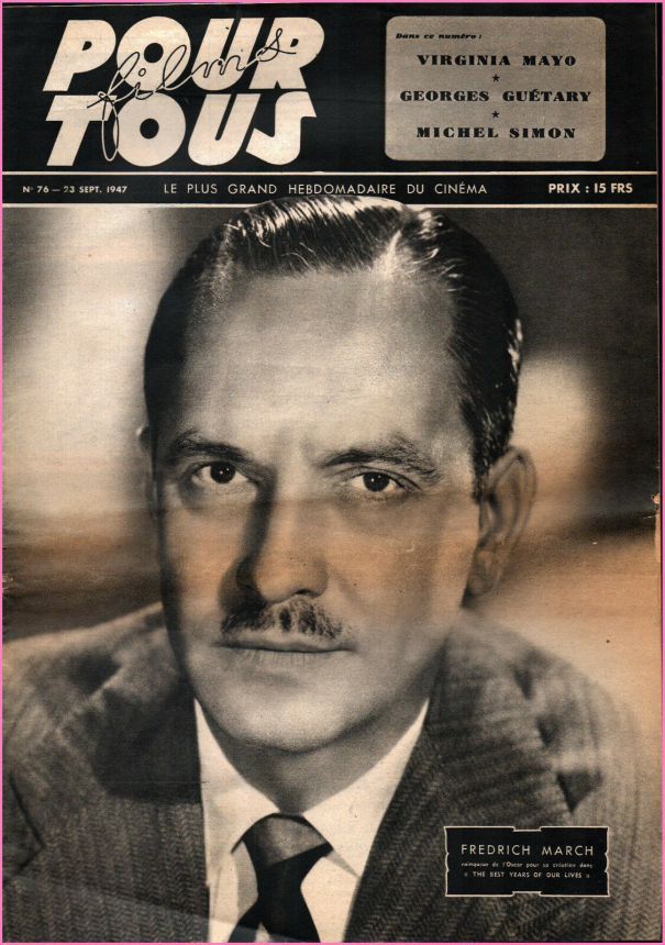 FILMS POUR TOUS magazine side cover Issue 76 23 September 1947