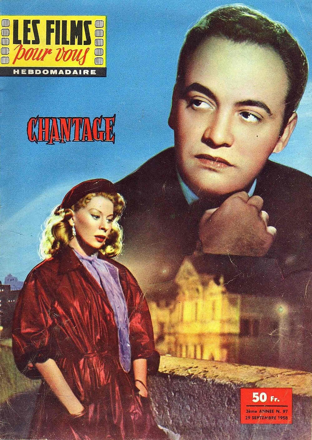 FILMS POUR VOUS | LES magazine side cover Issue 97 29 September 1958