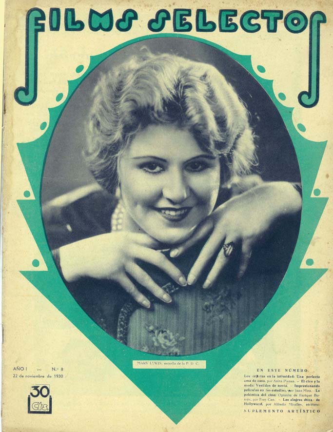 FILMS SELECTOS magazine side cover Issue 8 22 November 1930