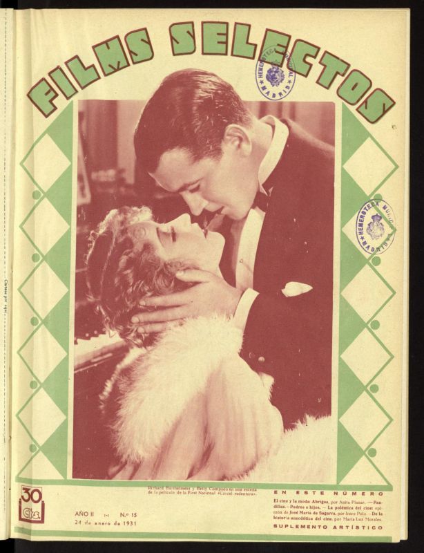 FILMS SELECTOS magazine side cover Issue 15 24 January 1931