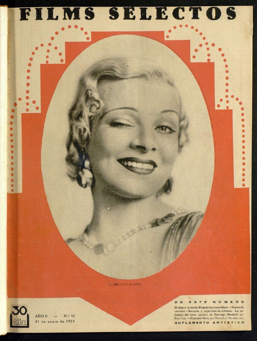 FILMS SELECTOS magazine side cover Issue 16 31 January 1931
