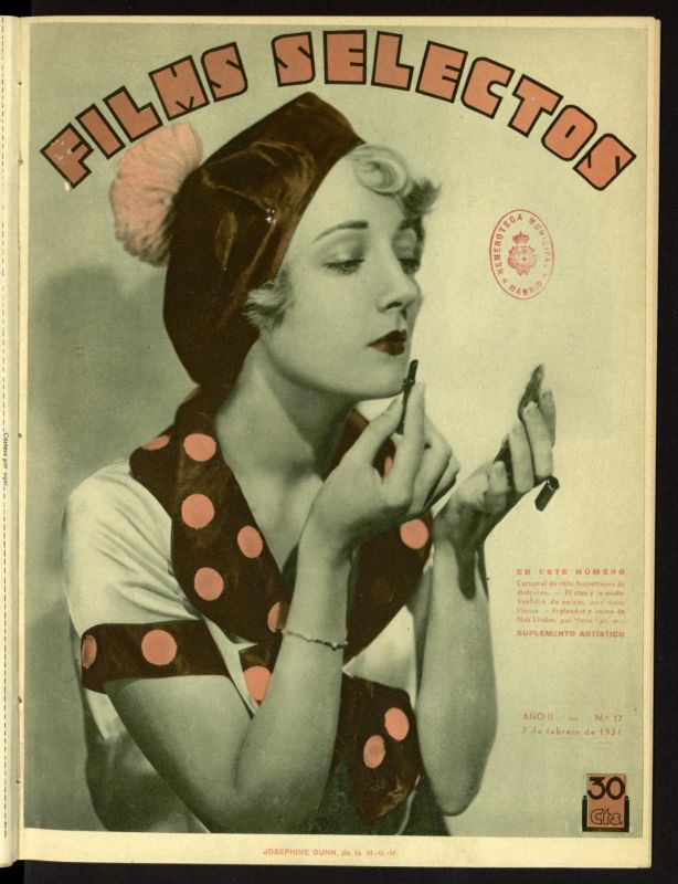 FILMS SELECTOS magazine side cover Issue 17 7 February 1931