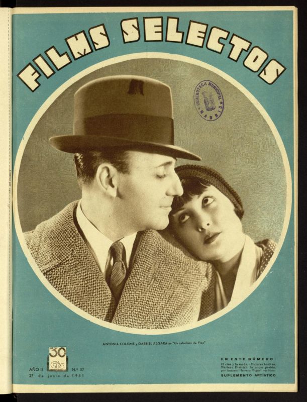 FILMS SELECTOS magazine side cover Issue 37 27 June 1931