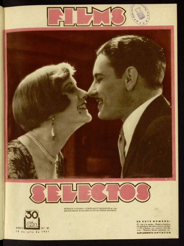 FILMS SELECTOS magazine side cover Issue 40 18 July 1931
