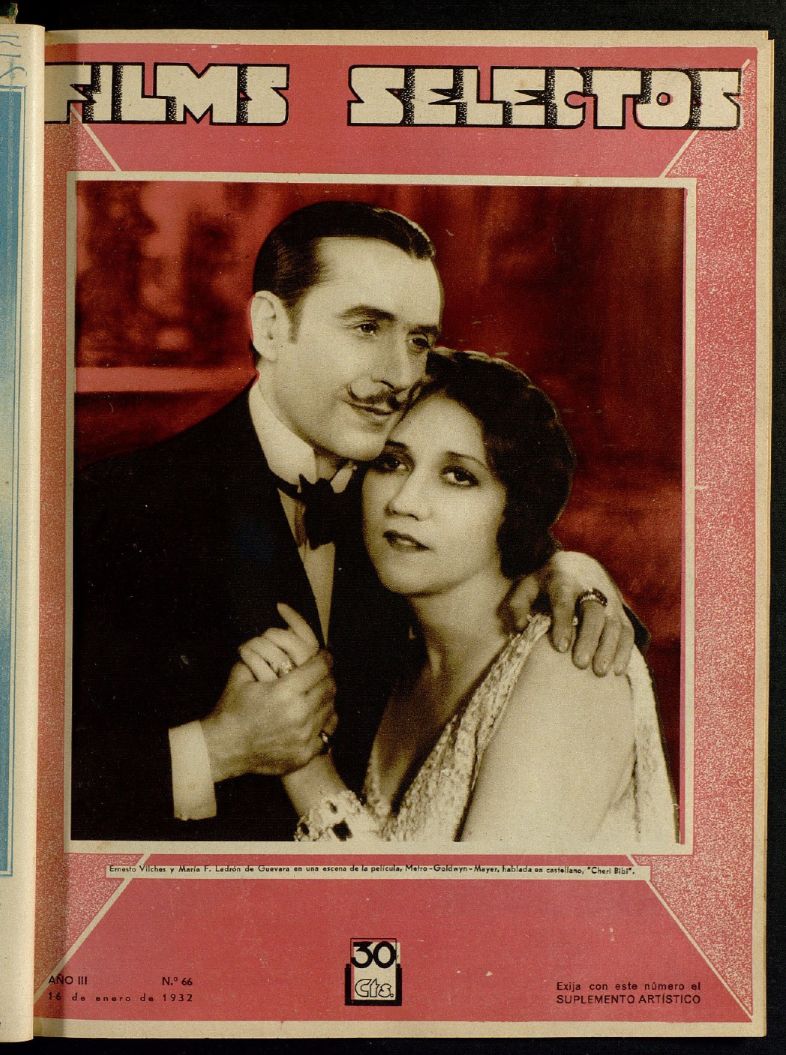 FILMS SELECTOS magazine side cover Issue 66 16 January 1932
