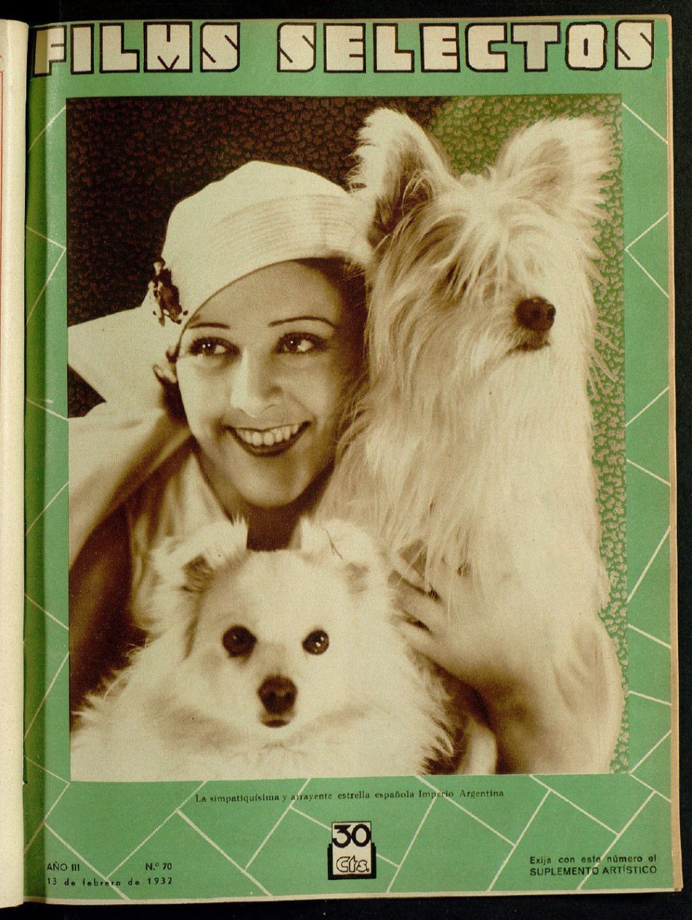FILMS SELECTOS magazine side cover Issue 70 13 February 1932