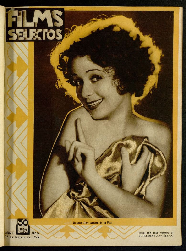 FILMS SELECTOS magazine side cover Issue 72 27 February 1932