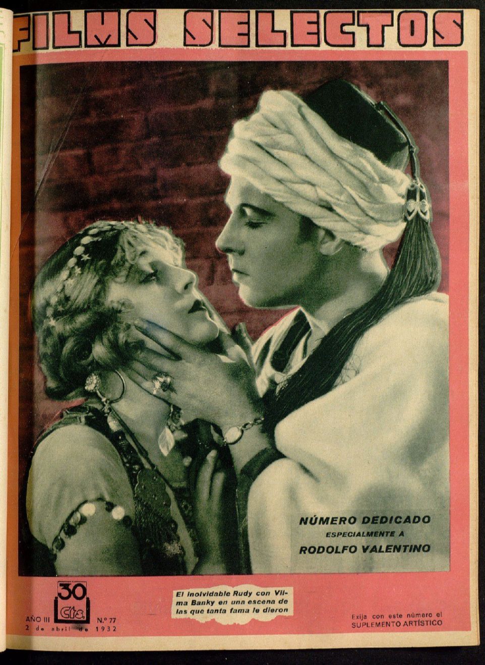 FILMS SELECTOS magazine side cover Issue 77 2 April 1932