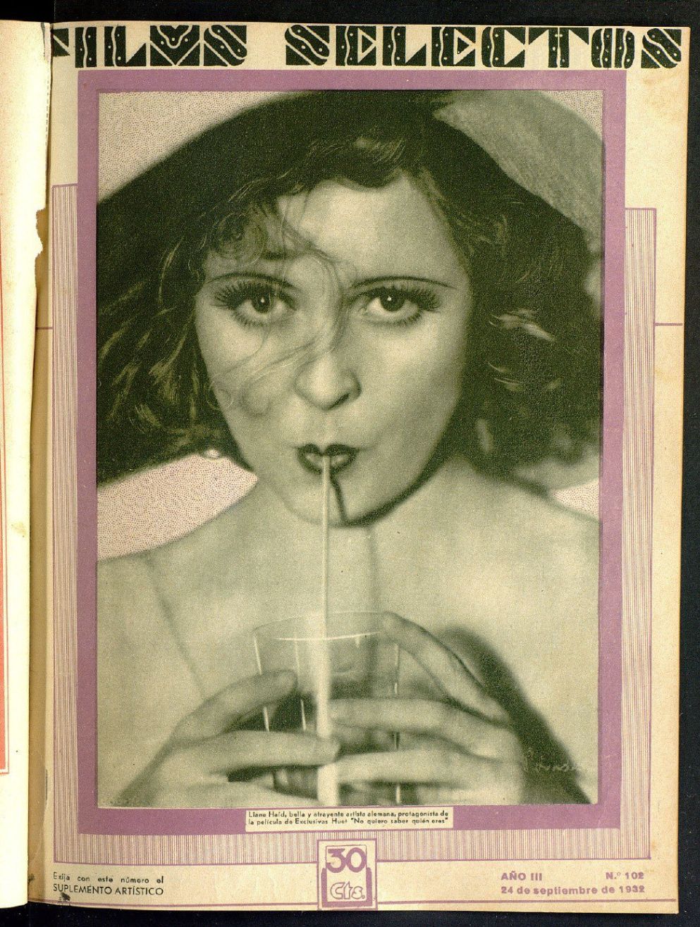 FILMS SELECTOS magazine side cover Issue 102 24 September 1932