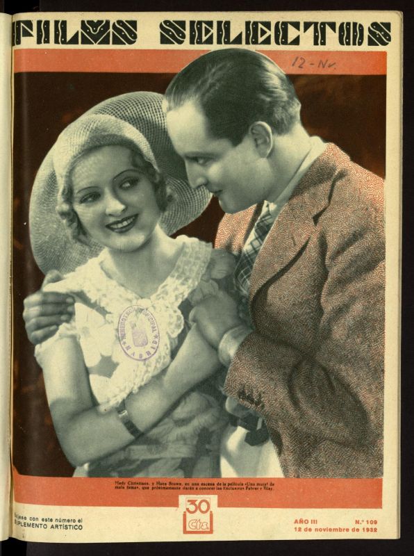 FILMS SELECTOS magazine side cover Issue 109 12 November 1932