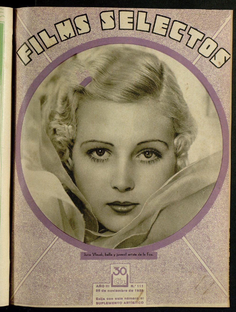 FILMS SELECTOS magazine side cover Issue 111 26 November 1932