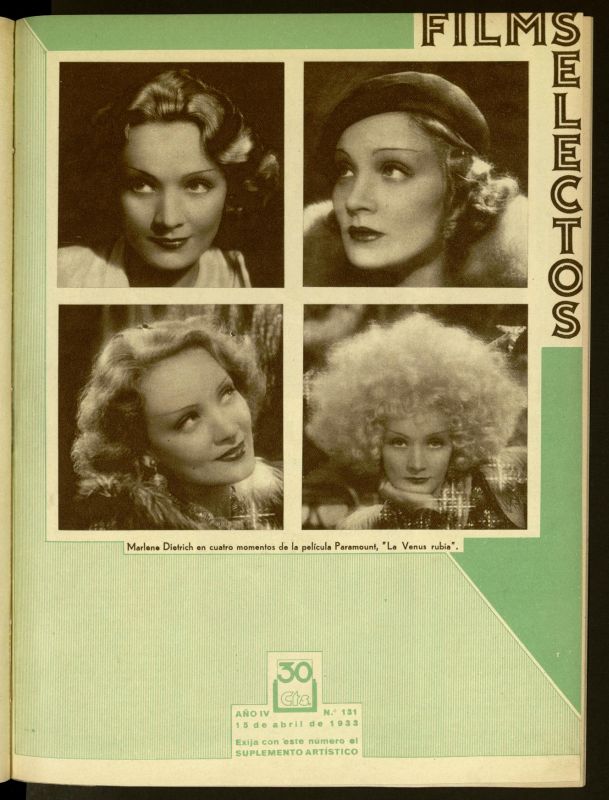 FILMS SELECTOS magazine side cover Issue 131 15 April 1933