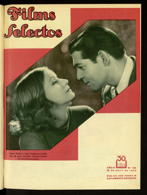 FILMS SELECTOS magazine side cover Issue 132 22 April 1933