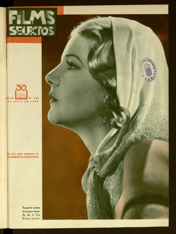 FILMS SELECTOS magazine side cover Issue 138 3 June 1933