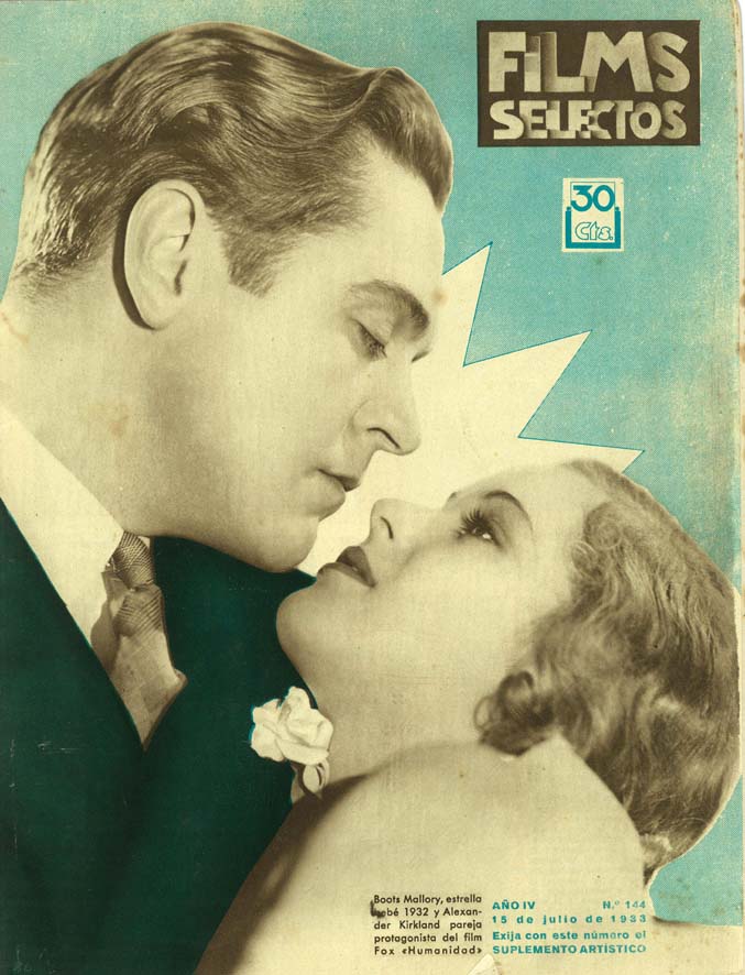 FILMS SELECTOS magazine side cover Issue 144 15 July 1933