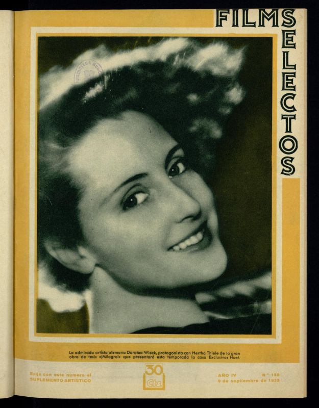FILMS SELECTOS magazine side cover Issue 152 9 September 1933