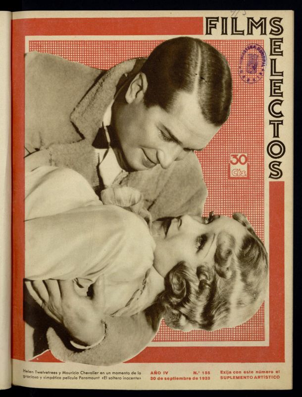 FILMS SELECTOS magazine side cover Issue 155 30 September 1933